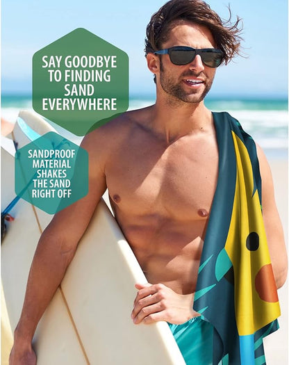 VENTURE 4TH Microfiber Beach Towel: Quick-Dry, Compact, Sand-Free, Absorbent, Sandproof and Lightweight - Perfect for Camping, Beach, and Roadtrips (Turquoise Turtle Design | 35x78 inches)