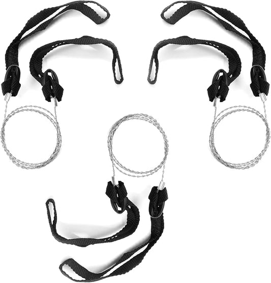 3 Pack Stainless Steel Wire Saw Emergency Saw Kit, Camping Wire Saw Mini Backpacking Saw, Cable Cutting String Bone Rope Saw, Travel Chainsaw for Wood Cutting Hiking Hunting (Rope Handle)