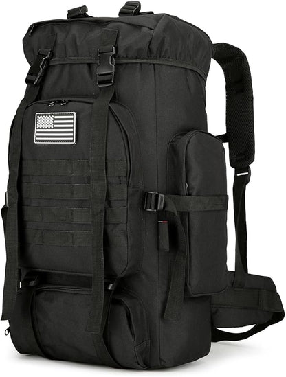 45L Hiking Backpack Camping Rucksack Molle Military Backpack for Outdoor Traveling (Black)