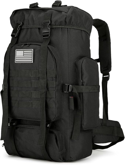 45L Hiking Backpack Camping Rucksack Molle Military Backpack for Outdoor Traveling (Black)