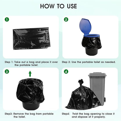 Portable Toilet Bags Disposable Waste Wag Bags Bucket Toilet Liner 12 Gallon for Camping Hiking Trip Thickened Leak-Proof Trash Bags