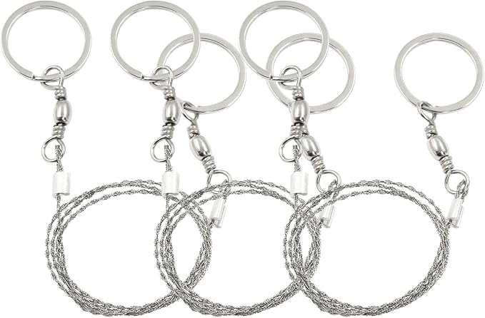 3 Pcs Hand Pocket Chainsaw Stainless Steel Emergency Saw Kit Mini Survival Wire Saw with Round Handle for Cutting Hunting Hiking Backpacking Gear(Silver)