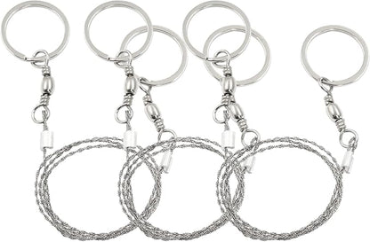 3 Pcs Hand Pocket Chainsaw Stainless Steel Emergency Saw Kit Mini Survival Wire Saw with Round Handle for Cutting Hunting Hiking Backpacking Gear(Silver)