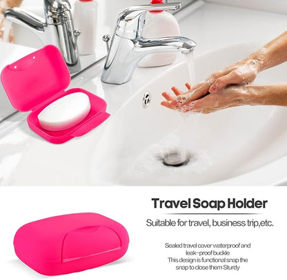 2 Pcs Plastic Soap Case Holder Container Box Home Outdoor Hiking Camping Travel Rose