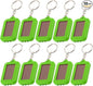10 Pack Solar Mini Keychain Light Pocket LED Flashlight Rechargeable, Bright Small Flashlights for EDC, Emergency, Camping (Green)