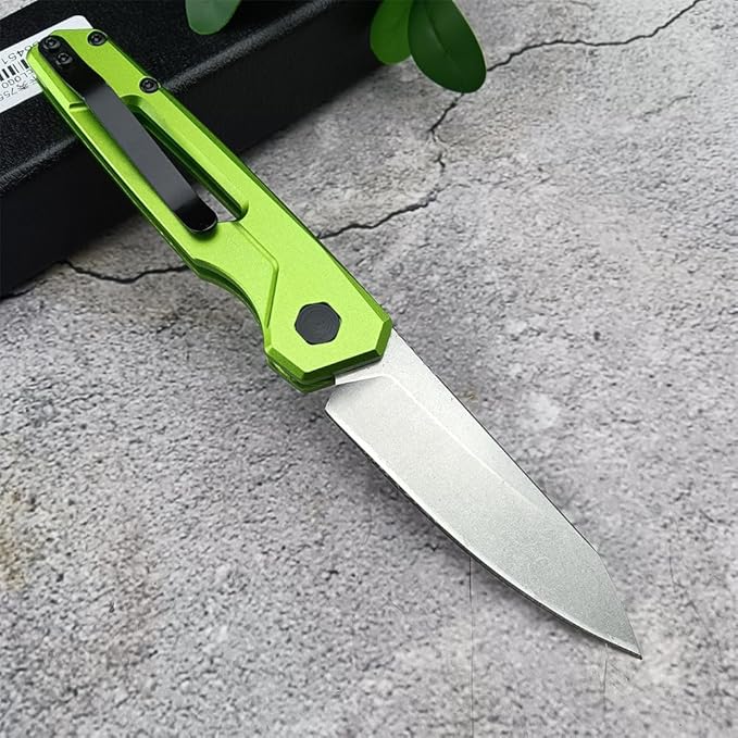 6.7in EDC Pocket Folding Knife, Assisted Button lock knife Knife for Men, 8Cr13Mov Blade, Aviation Aluminum Green Handle with Belt Clip, Portable for Camping Survival