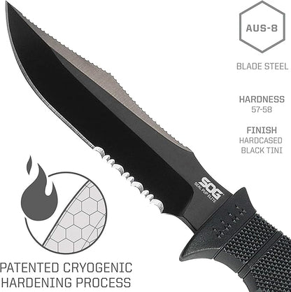 SOG Seal Pup Elite Tactical Fixed Blade- Survival and Hunting Knife with Sheath, 4.75 Inch Combat Knife Blade (E37T-K)