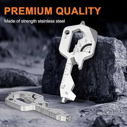 20-in-1 Key Shaped Pocket Multi Tool -2Pack Versatile EDC Gadgets, Bottle Opener Keychain, Screwdriver Keychain, Ideal Gifts Multipurpose Tool, Compact EDC Keychain, Silver