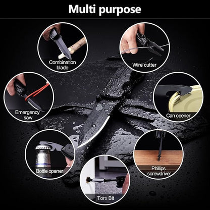 14 in 1 Multitool Pocket Knife Set for Men, Tactical Multi Tool Plier with Nylon Sheath for Outdoor, Camping, Survival, Dad, Boyfriend, Husband Gifts