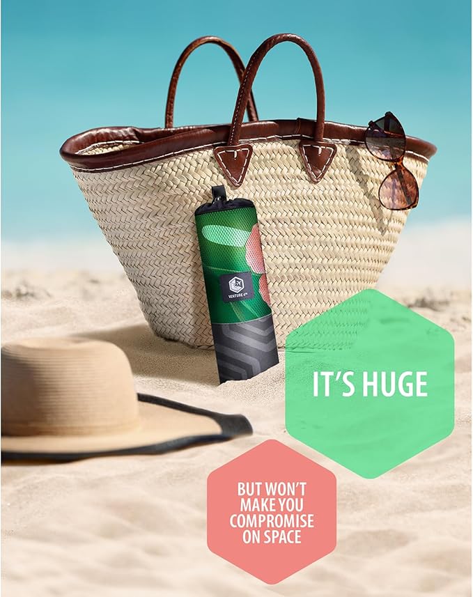 VENTURE 4TH Microfiber Beach Towel: Quick-Dry, Compact, Sand-Free, Absorbent, Sandproof and Lightweight - Perfect for Camping, Beach, and Roadtrips (Tropical Scent Design | 35x78 inches)