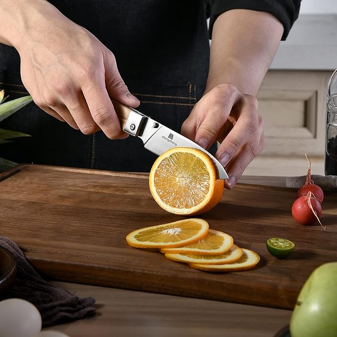 4.5" Folding Utility Knife 440A Stainless Steel Blade Natural Olive Handle Pocket Foldable Fruit knife peeling knife for Outdoor Camping Activities