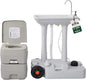 Hike Crew XL Portable Camping Sink & Toilet | Extra Large Washing Station with 8 Gal Capacity, Hands-Free Foot Pump, Faucet, Soap Dispenser & Towel Rack | Includes Travel Toilet with 5 Gal Waste Tank