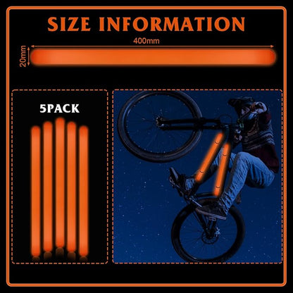 16 Inch Industry Grade Glow Sticks Bulk 5 PCS Bright Jumbo Light Sticks Glow in The Dark Emergency Huge Glow Sticks for Camping,Hiking,Hurricane, Earthquake, Survival Kit Accessories