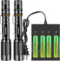 2 Pack 5 Modes LED Rechargeable 5000 High lumens Flashlights, Super Bright Zoomable Flashlight Waterproof for Kids Camping，emergencies
