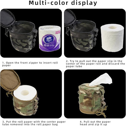 Tactical Toilet Paper Holder Waterproof and Wear-Resistant，Toilet Paper Holder for Outdoor Use, Camping,picnics (Black cp)
