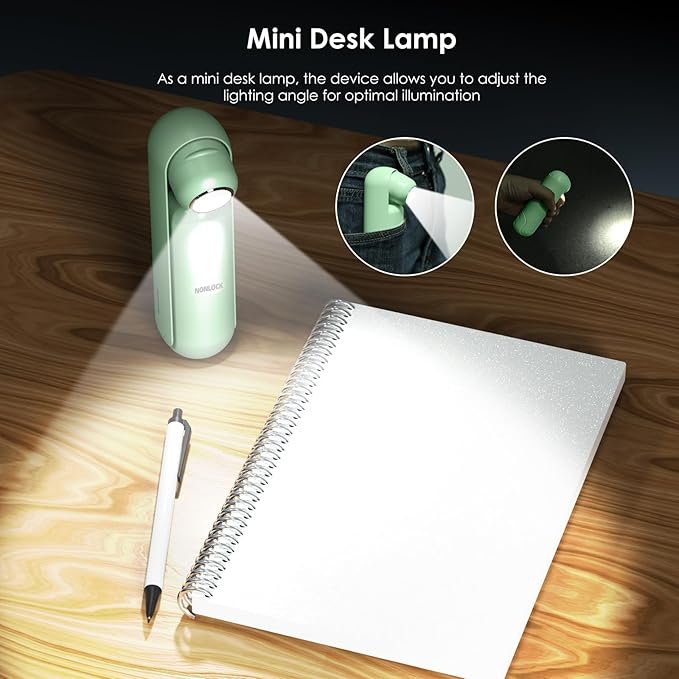 4 IN 1 Portable Handheld Fan,Personal Foldable Cooling Fan, Mini Pocket Fan,Desk Fan,Hand Fan,Flashlight,Power Bank,Table Lamp,Camping Travel Beach Fan, Birthday Gifts for Women Men(Light Green)