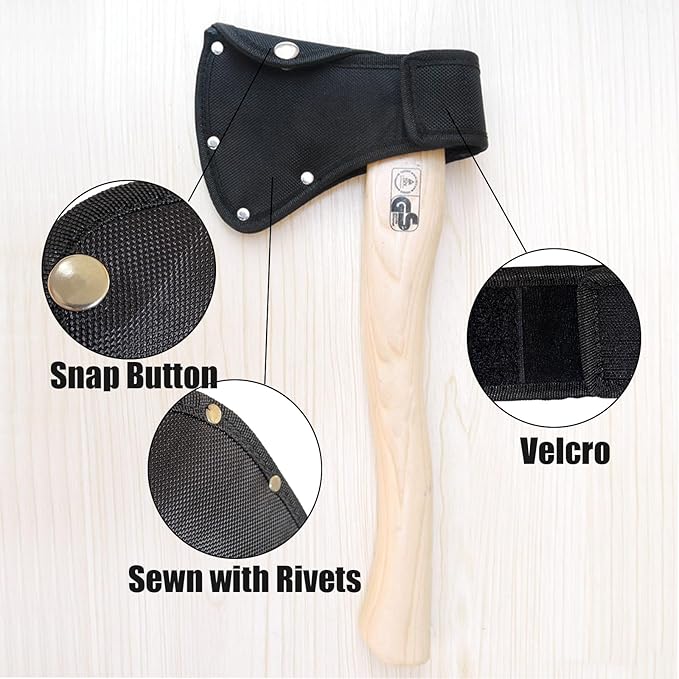 2Pcs Hatchet Cover for 1-1/4lb Axe, Black Ax Head Sheath Holster for Outdoor Hiking Camping Blade Protection, Double Snap Hatcher Blade Protector