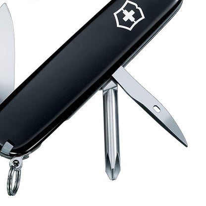 Victorinox Tinker Swiss Army Knife, 12 Function Swiss Made Pocket Knife with 2 Blades (Large and Small), Screwdriver and Wire Stripper - Black