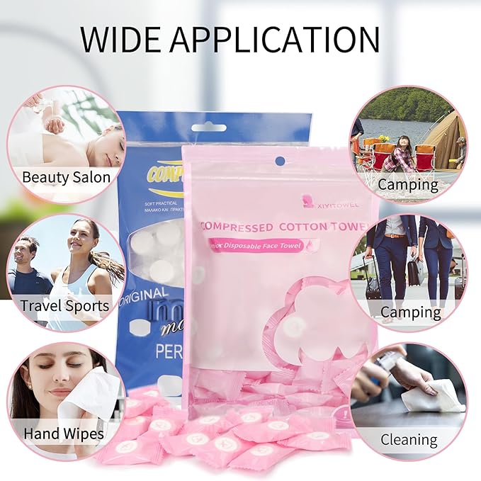 200 PCS Mini Compressed Towel, Disposable Face Compressed Towel, Portable Compressed Hand Wip Compressed Coin Tissue for Travel/Home/Outdoor/Camping/Makeup/Sport