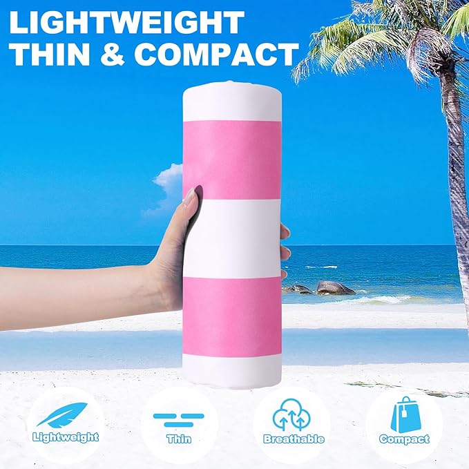 2 Packs Microfiber Oversized Lightweight Thin Beach Towel Sandproof Compact Quick Dry Clearance Towels Extra Large Sand Free Pool Travel Beach Essentials Accessories Women Adult Gift Pink Navy Blue