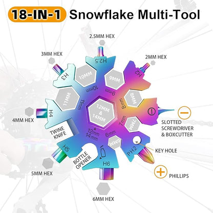 18 in 1 Snowflake Multi Tool, Phillips Flat Screwdriver Kit/Wrench/Bottle Opener, EDC Camping Gear, Gifts for Men (Colorful)
