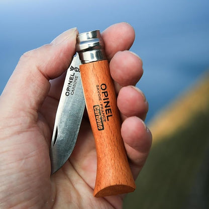 Opinel No.08 Carbon Steel Folding Pocket Knife with Beechwood Handle, Brown (2540089)