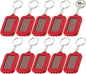 10 Pack Solar Mini Keychain Light Pocket Tiny LED Flashlight Rechargeable, Bright Small Flashlights Torch for EDC, Emergency, Power Outage,Camping, Party Favors (Red)