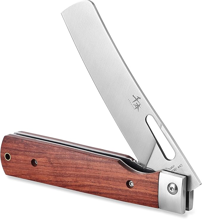 440A Stainless Steel Super Sharp Japanese Pocket Folding Chef's Knife Peeling Utility Knife Natural Rosewood Handle Camping Travel Outdoor Portable Kitchen Knife