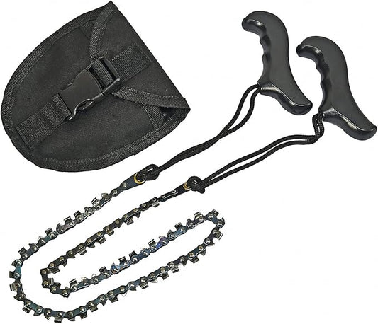 24 Inches Pocket Chainsaw with 33 Bi-Directional Cutting Teeth/Blades, Outdoor Survival Gear, Hand Saw, With Carry Pouch,For Camping,Hunting,Tree Branch Cutting,Hiking,BackPacking