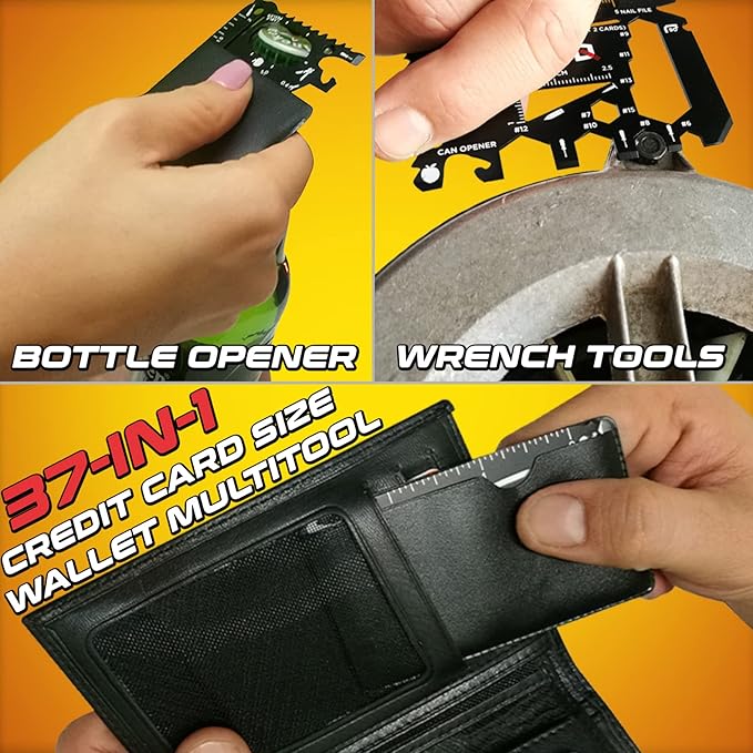 37-in-1 Credit Card Multitool Black Set Men's Gifts for Birthday. Wallet Credit Card Size Multi Tool Gift. Wallet Tool Card All Purpose Tool Gifts for Dad. Cool Tool Gifts For Men Who Want Nothing