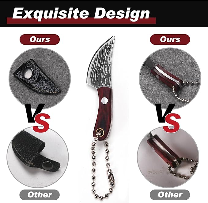 Mini Knife Set,Tiny Knife Set with Sheath,Mini Pocket Knives Keychain for Knife Collectors Gifts and Package Opener Box Cutter (4)