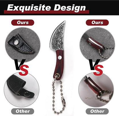 Mini Knife Set,Tiny Knife Set with Sheath,Mini Pocket Knives Keychain for Knife Collectors Gifts and Package Opener Box Cutter (4)