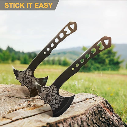 Throwing Stars, Throwing Axes and Tomahawks 3 Pack Set with Bottle Opener and Nylon Sheath, 10in Throwing Hatchet for Competition and Recreation