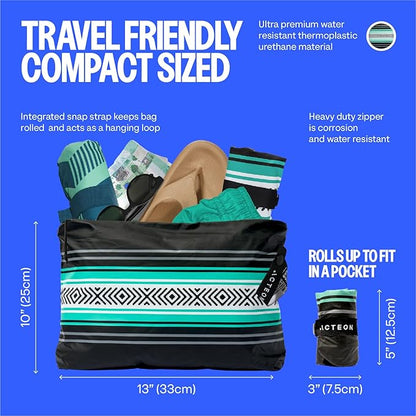 Acteon Wet Dry Bag, Large Travel Water-Resistant Swimsuit & Clothes Organizer, Foldable Pocket Sized Pool, Beach & Gym Bags, Fit for Bikini, Swim Workout Shoes & Towels, Toiletries, Dirty Laundry