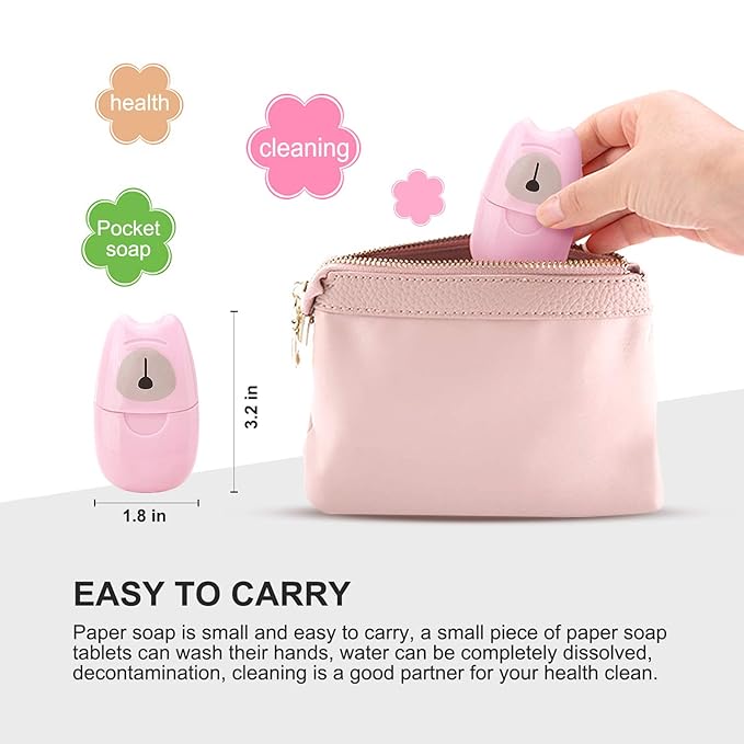 Portable Disposable Soap Sheets, Mini Portable Hand Washing Travel Hiking Washing Hand Bath Toiletry Paper Soap Sheets Bathing Soap (6 Boxes)