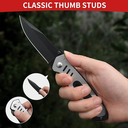 3.2 INCHES Blade Stainless Steel Folding Knife, Pocket Knife With Stainless Steel Handle for Outdoor…
