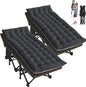 ABORON 2 Pack Folding Camping Cot W/Mat for Adults, Heavy Duty Outdoor Bed with Carry Bag,1200 D Layer Oxford Travel Camp Cots