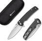 SENCUT Sachse Pocket Knife Folding Knife for EDC, Black Micarta Handle Satin 9Cr18MoV Blade Foldable Small Knife with Clip, Button Lock Everyday Carry Knife for Men Women Indoor Outdoor Gift S21007-1