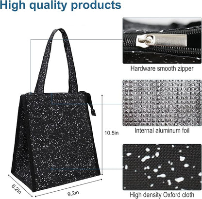 iknoe Lunch Bag Insulated Lunch Bags for Women & Men, 9L Reusable Lunch Tote, Portable Adult Thermal Large Lunch Cooler for Work Picnic Beach (Bright Black)