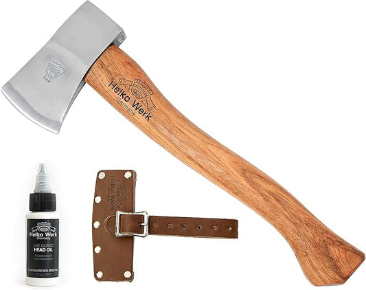 1844 Helko Werk Germany Classic Pathfinder Hatchet - Made in Germany Camping Hatchet, Bushcraft, Survival, Backpacking, small lightweight hatchet - Head 1.25 lbs, Handle 15 in. (Pathfinder) #11438