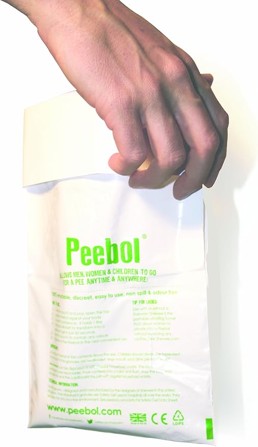 by SHEWEE – The Pocket-Sized Toilet – Rapidly Turns 1L of Urine into an Odourless & Solid Gel. Made in the UK, Disposable Urinal Bag for Everyone. Festival, Camping, Car & Travelling Essentials