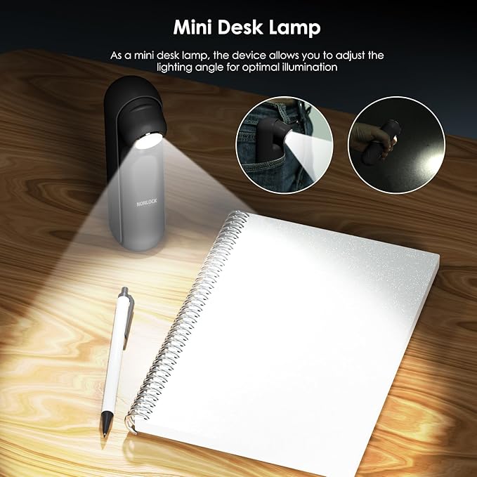 4 IN 1 Portable Handheld Fan,Personal Foldable Cooling Fan, Mini Pocket Fan,Desk Fan,Hand Fan,Flashlight,Power Bank,Table Lamp,Camping Travel Beach Fan, Birthday Gifts for Women Men(Black)