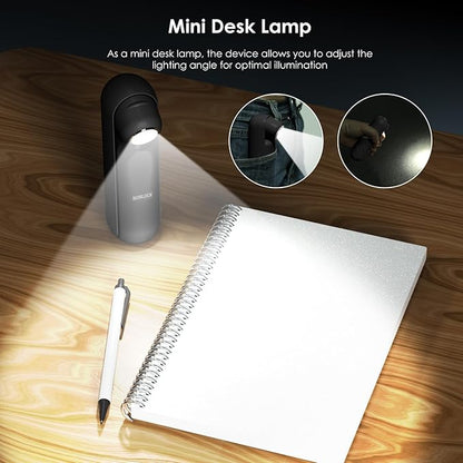 4 IN 1 Portable Handheld Fan,Personal Foldable Cooling Fan, Mini Pocket Fan,Desk Fan,Hand Fan,Flashlight,Power Bank,Table Lamp,Camping Travel Beach Fan, Birthday Gifts for Women Men(Black)