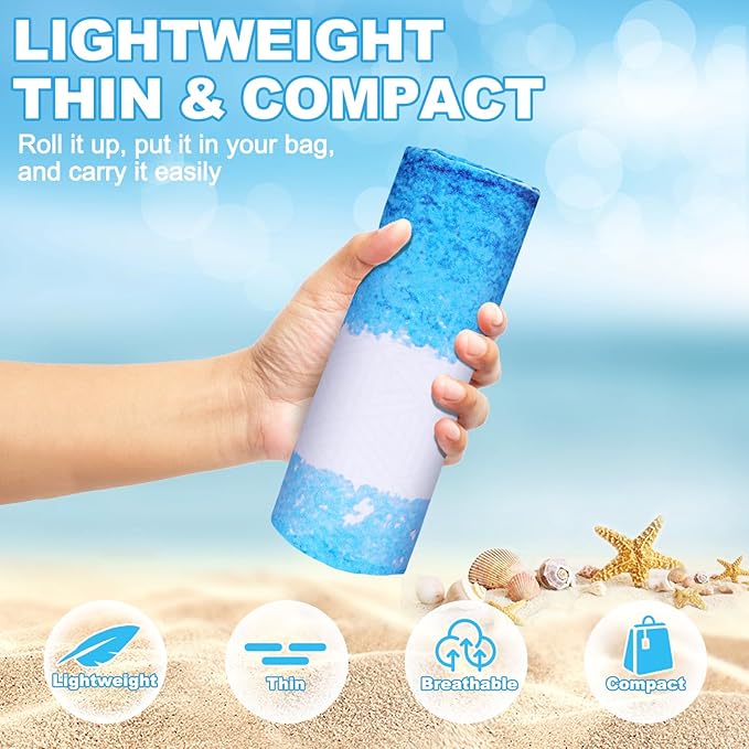 2 Pack Microfiber Oversized Beach Towel Lightweight Thin Sandproof Compact Quick Dry Clearance Towels Extra Large Sand Free Pool Travel Beach Essentials Accessories Women Adult Gift Bule Green Stripe