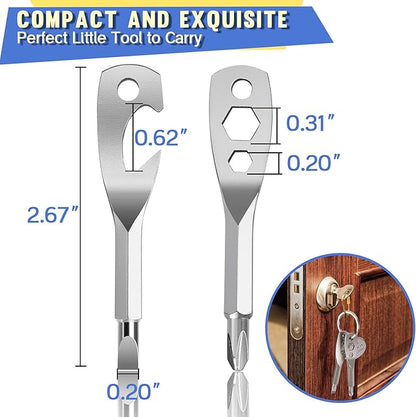 2 Pack Stocking Stuffers Christmas Gifts -5 In 1 Keychain Tools Cool Gadgets for Men Women Fathers Dad Grandpa Son Birthday Gifts, Women Boyfriend Husband Wife Flathead Bottle Opener Gifts Ideas