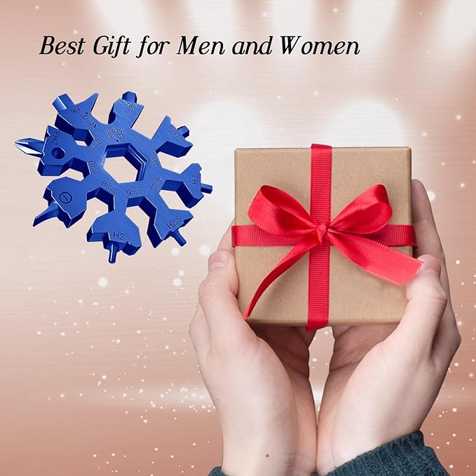 18 in 1 Snowflake Multi Tool, Phillips Flat Screwdriver Kit/Wrench/Bottle Opener, EDC Camping Gear, Gifts for Men (Blue)
