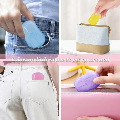 4PCS Disposable Hand Washing Paper Soap Sheets, Mini Portable Cleaning Paper Soap Tablet, Suitable for Travelling Outdoor Camping Carrying(80 Sheets)