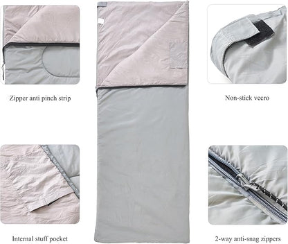Ultralight Backpacking Sleeping Bag 1.77lbs, Warm Weather Sleeping Bag 50℉-63℉, Nylon Shell and Lining, Waterproof, Compact and Lightweight for Backpacking Camping Hiking