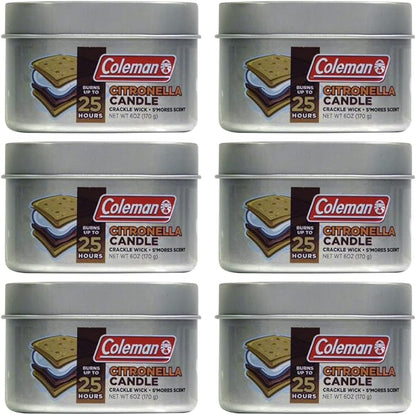 Coleman Scented Outdoor Citronella Candle with Wooden Crackle Wick - 6 oz (Pack of 6)
