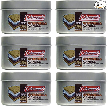 Coleman Scented Outdoor Citronella Candle with Wooden Crackle Wick - 6 oz (Pack of 6)